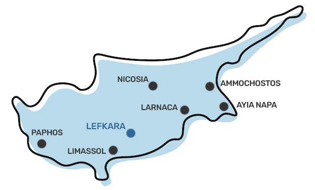 Lefkara on the map of Cyprus